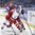 BUFFALO, NEW YORK - DECEMBER 26: The Czech Republic's Daniel Kurovsky #15 plays the puck while fending off Russia's Georgi Ivanov #12 during preliminary round action at the 2018 IIHF World Junior Championship. (Photo by Matt Zambonin/HHOF-IIHF Images)

